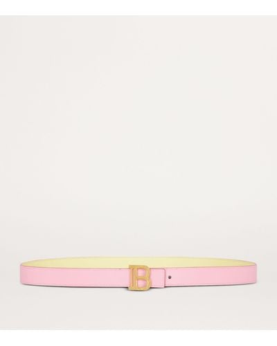 Balmain Leather Reversible B-belt - Pink