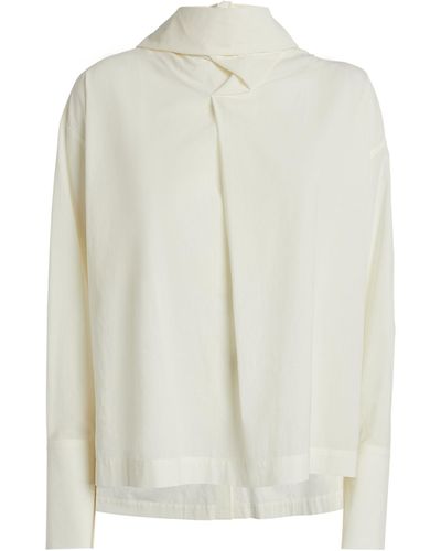 Issey Miyake Cotton Voile Pussybow Shirt - White