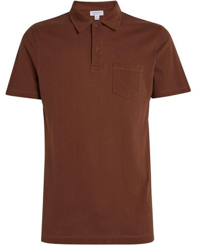 Sunspel Supima Cotton Riviera Polo Shirt - Brown
