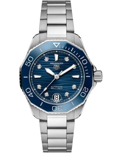 Tag Heuer Stainless Steel And Diamond Aquaracer Watch 36mm - Blue