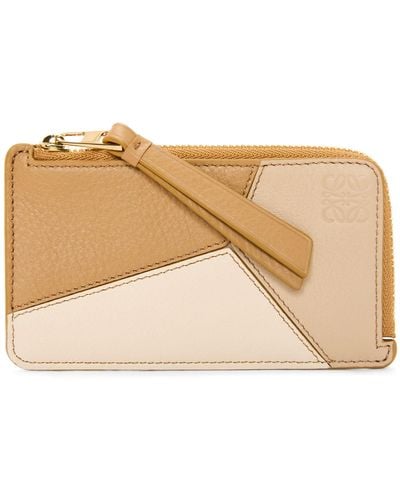 Loewe Leather Puzzle Coin And Card Holder - Natural