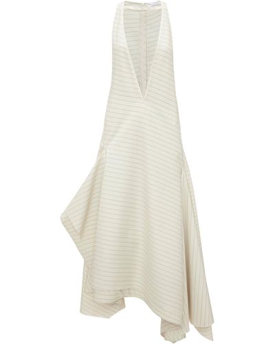 JW Anderson Wool-blend Striped Maxi Dress - White