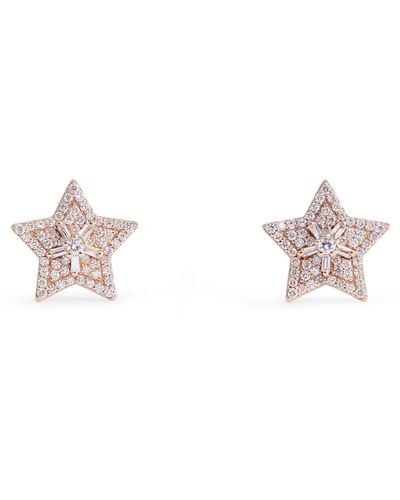 BeeGoddess Rose Gold And Diamond Sirius Star Earrings - Metallic