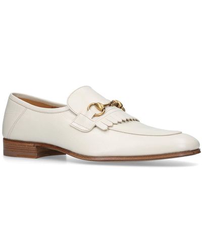 Gucci Leather Harbor Fringe Loafers - White