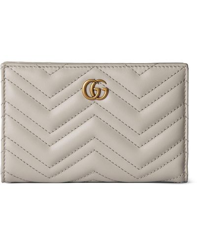 Gucci Leather Gg Marmont Wallet - Grey