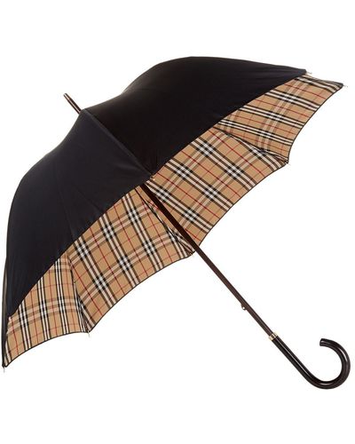 Burberry Heritage Check-lined Walking Umbrella - Black