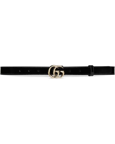 Gucci Patent Leather Gg Marmont Belt - Black