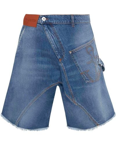 JW Anderson Denim Twisted Workwear Shorts - Blue