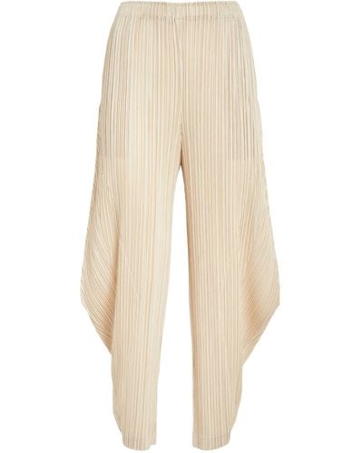 Pleats Please Issey Miyake Pleated Tapered Trousers - Natural