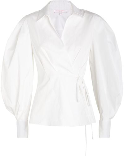 Carolina Herrera Puffed-sleeve Wrap Shirt - White