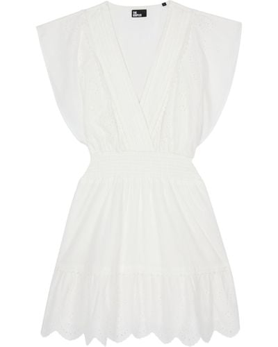 The Kooples Smocked Broderie Anglaise Mini Dress - White