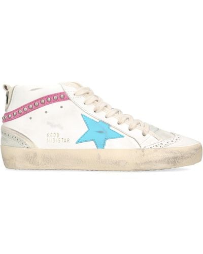 Golden Goose Leather Mid Star Trainers - Blue