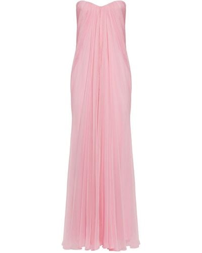 Alexander McQueen Silk Bustier Dress - Pink