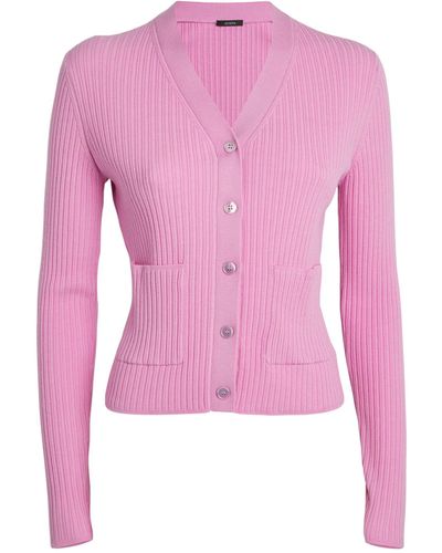 JOSEPH Merino Wool-blend Ribbed Cardigan - Pink