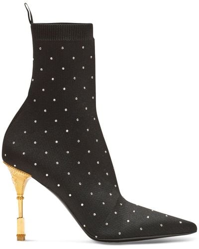 Balmain Crystal-embellished Moneta Ankle Boots 95 - Black