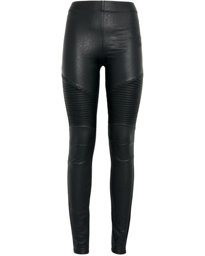 GOOD AMERICAN Faux Leather Moto Skinny Jeans - Black