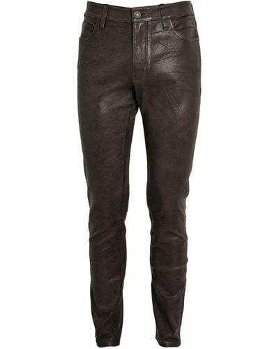 PAIGE Leather Icon Lennox Slim Pants - Grey
