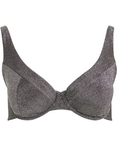 Form and Fold The Line D+ Cup Underwire Bikini Top - Grey