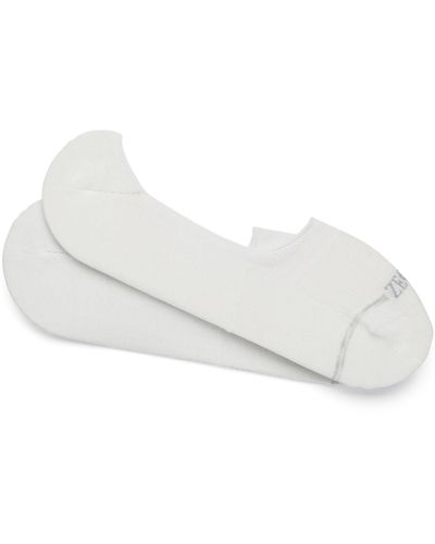 Zegna Stretch-cotton Logo Ankle Socks - White