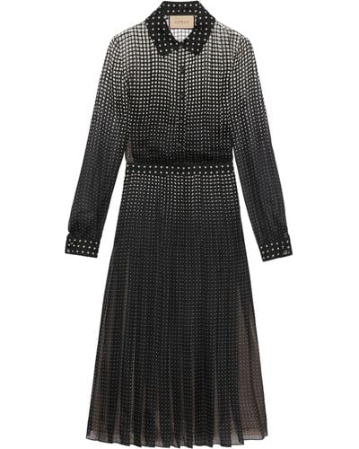 Gucci Silk Geometric Print Dress - Black
