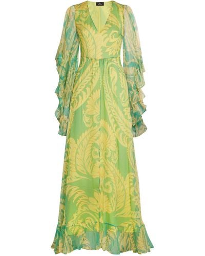Etro Silk Paisley Maxi Dress - Green