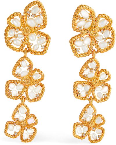 Zimmermann Gold-plated Brass And Pearl Bloom Earrings - Metallic