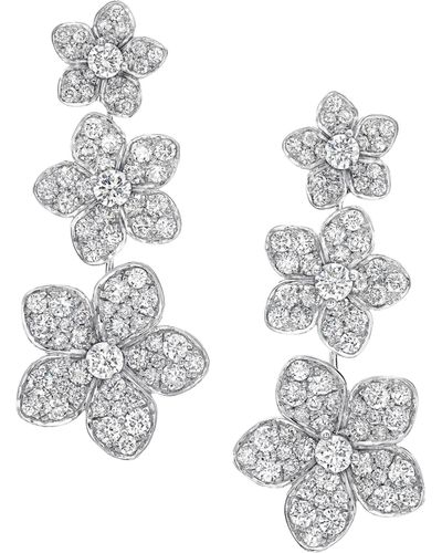 Graff White Gold And Diamond Wild Flower Drop Earrings - Metallic
