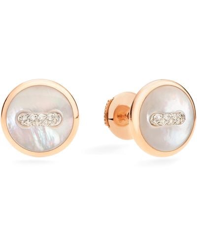 Pomellato Rose Gold, Diamond And Mother-of-pearl Pom Pom Dot Stud Earrings - Natural