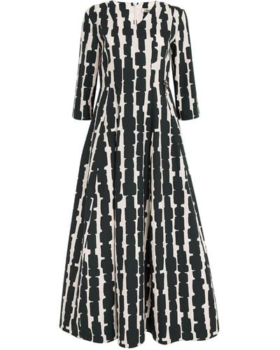 Max Mara Cotton Abstract Print Midi Dress - Black