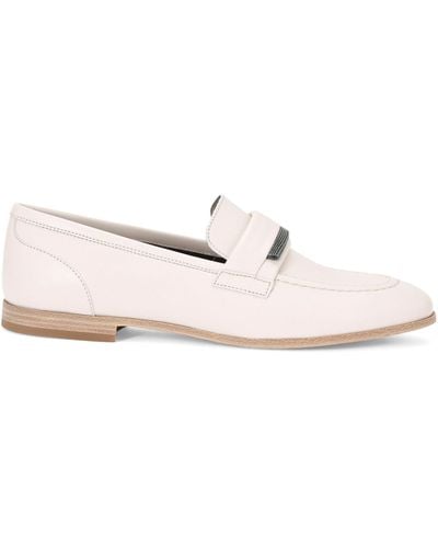 Brunello Cucinelli Leather Monili-detail Penny Loafer - Pink