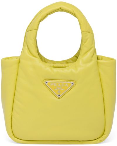 Prada Small Padded Leather Top-handle Bag - Yellow