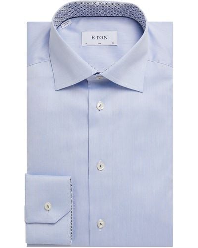 Eton Cotton Contrast-lining Shirt - Blue