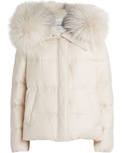 Yves Salomon X Loro Piana Fur-trim Puffer Jacket - White