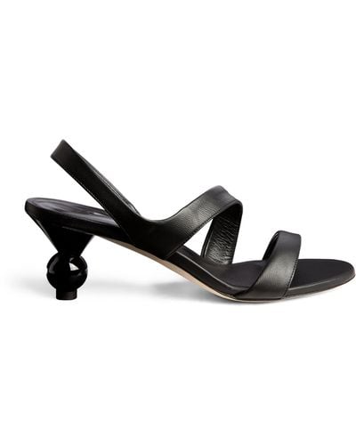 Weekend by Maxmara Leather Zigano Heeled Sandals 65 - Black