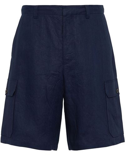 Prada Linen Bermuda Shorts - Blue