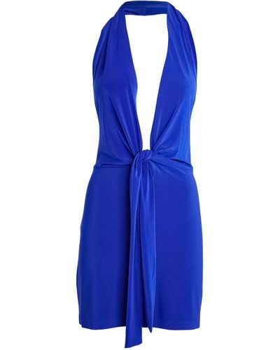 Norma Kamali Tie-front Mini Dress - Blue