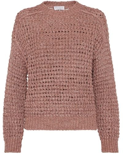 Brunello Cucinelli Dazzling Net Sweater - Pink