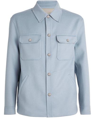 Canali Wool Reversible Shirt Jacket - Blue