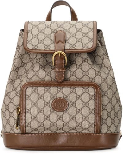 Gucci Gg Supreme Monogram Backpack - Brown
