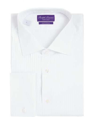 Ralph Lauren Purple Label Pleated Tuxedo Shirt - White