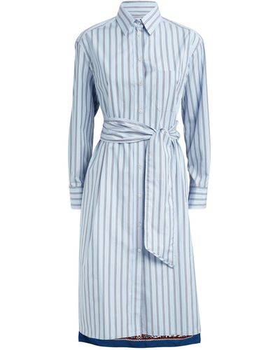 Weekend by Maxmara Cotton-silk Striped Shirt Dress - Blue