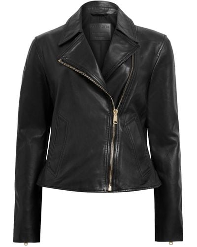 AllSaints Leather Vela Biker Jacket - Black