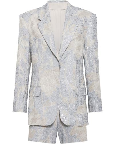 Brunello Cucinelli Linen Sequinned Two-piece Suit - Grey