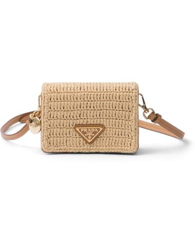 Prada Woven Fabric Card Holder - Natural