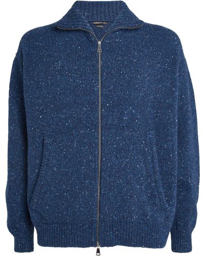 Begg x Co Cashmere Zip-up Sweater - Blue