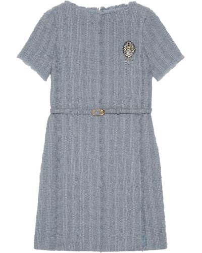 Gucci Wool Tweed Mini Dress - Gray