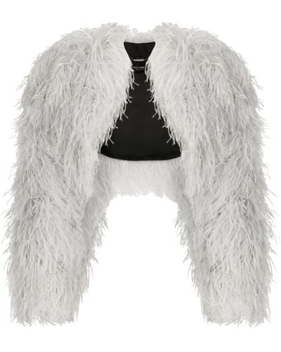 Dolce & Gabbana Kim Dolce&gabbana Ostrich Feather Bolero Jacket - White