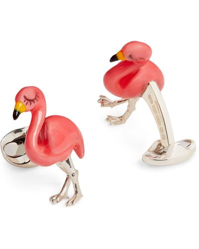 Deakin & Francis Sterling Silver Flamingo Cufflinks - Red
