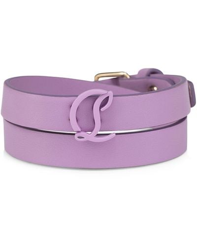 Christian Louboutin Leather Cl Logo Double Bracelet - Purple