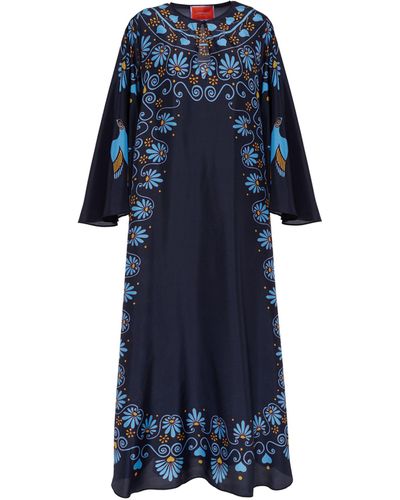 La DoubleJ Silk Twill Printed Maxi Dress - Blue